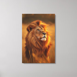 Lienzo Majestic Golden Lion at Sunset – Canvas Wall Art