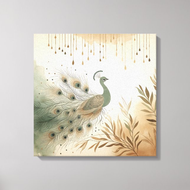 Lienzo Majestic Peacock Canvas Print – Vibrant Feathers  (Anverso)
