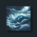 Lienzo Majestic Stormy Ocean Waves Dramatic Dark Coastal<br><div class="desc">A powerful digital masterpiece capturing the raw energy of a stormy ocean. Massive waves crash against rugged,  dark coastal cliffs under a heavy,  dramatic sky,  creating a cinematic and moody atmosphere. Ideal for sophisticated home decor,  office wall art,  or as a bold focal point in modern interiors.</div>