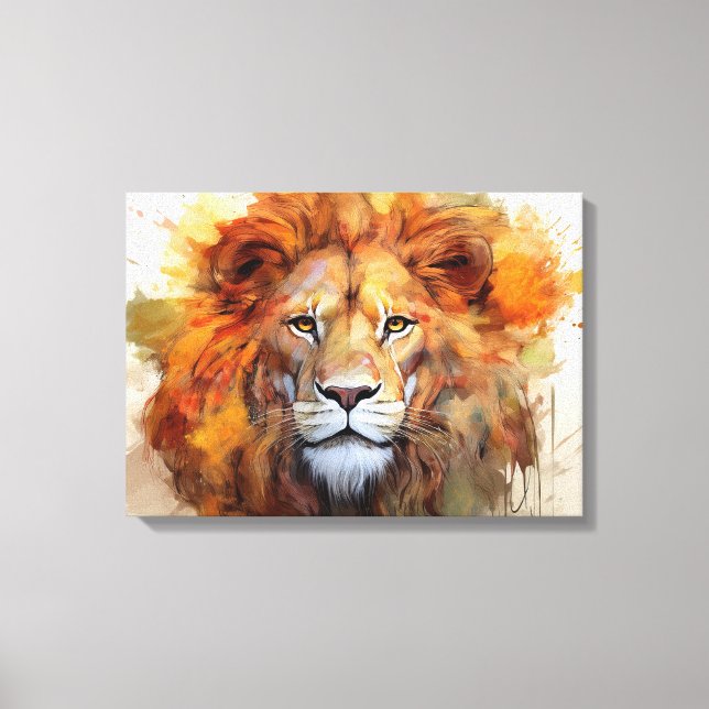 Lienzo Majestic Watercolor Lion (Anverso)