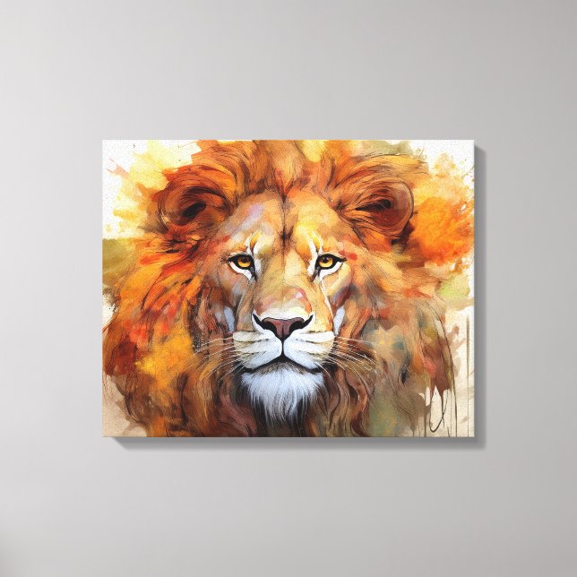 Lienzo Majestic Watercolor Lion (Anverso)