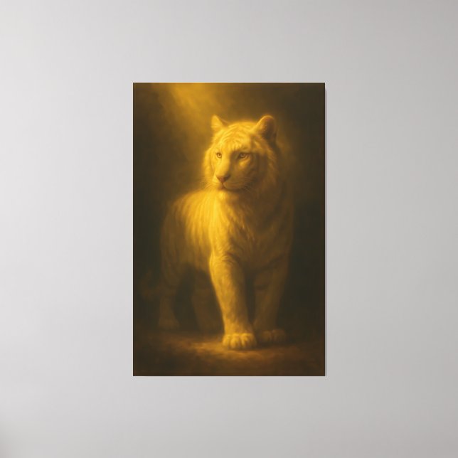 Lienzo Majestic White Tiger – Fine Art Golden Light Portr (Anverso)