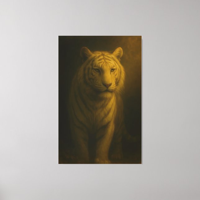Lienzo Majestic White Tiger – Fine Art Golden Portrait (Anverso)