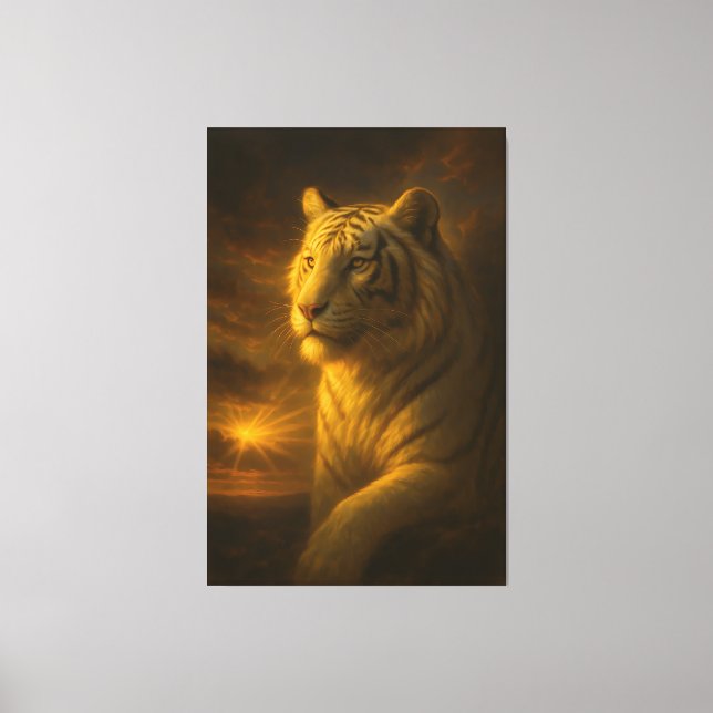 Lienzo Majestic White Tiger in Golden Light (Anverso)
