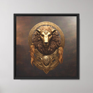 Lienzo Majestuosa Escudo de León Dorado Fantasía Streamin