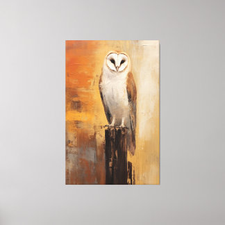 Lienzo Majestuosa lechuza de grano, retrato pintado con a