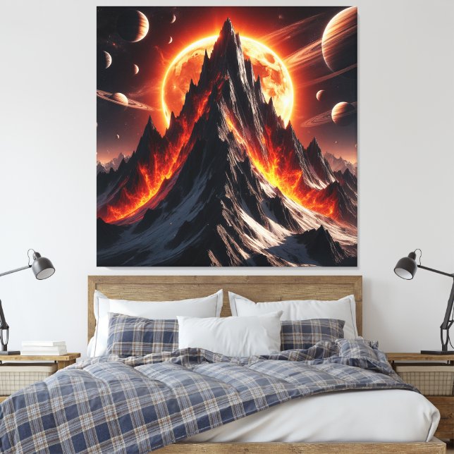 Lienzo Majestuosa Montaña Ígnea en un Espacio Celestial (Insitu(Dormitorio))