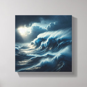 Lienzo Majestuosa Ola Turquesa Gigante Estallando 