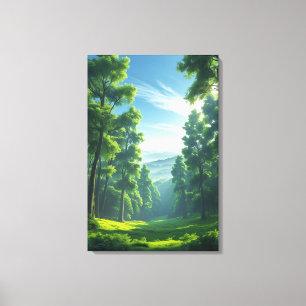 Lienzo Majestuosa Serenidad - Paisaje de Bosque Verde