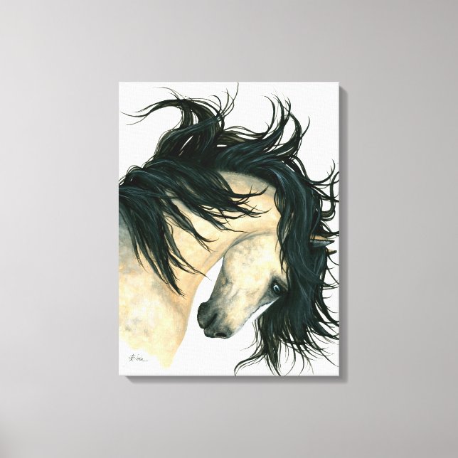 Lienzo Majestuosa tela de caballo de piel de buca doblada (Anverso)