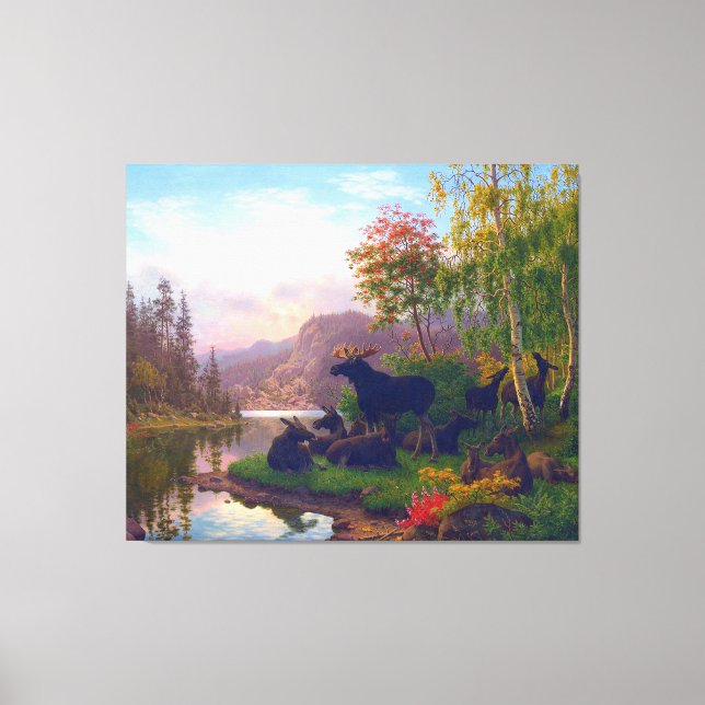 Lienzo Majestuoso alce en un paisaje otoñal sueco (Anverso)