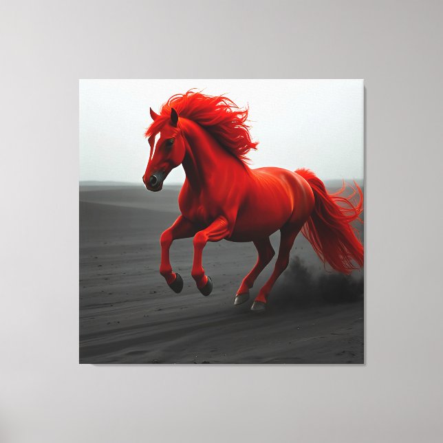 Lienzo Majestuoso caballo rojo corriendo (Anverso)