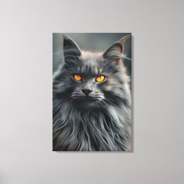 Lienzo Majestuoso diseño de retratos de gatos de larga du (Anverso)