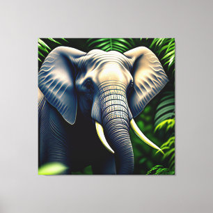 Lienzo Majestuoso Elefante De La Selva - Salvaje Y Libre