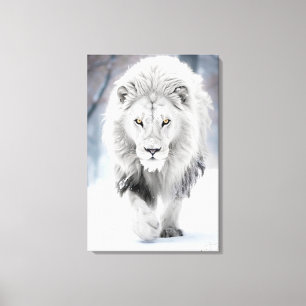 Lienzo Majestuoso León Blanco en Diseño de País de las Ma