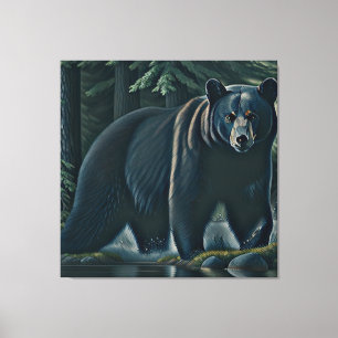 Lienzo Majestuoso Oso Negro Del Bosque Del Norte