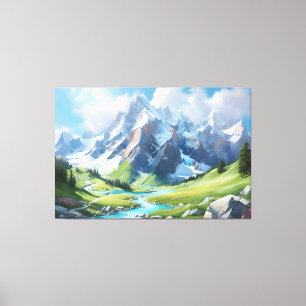 Lienzo Majestuoso paisaje montañoso paisaje alpino