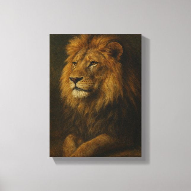 Lienzo Majestuoso retrato de león con Regal (Anverso)