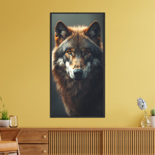 Lienzo Majestuoso Retrato de Lobo Fuerza y Confianza Real