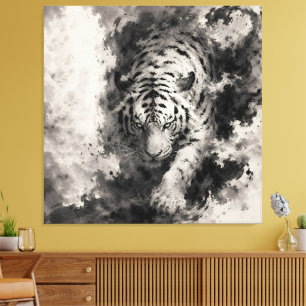 Lienzo Majestuoso Tigre Blanco Emergente de la Tinta Ch