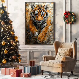 Lienzo Majestuoso Tigre en Movimiento Dinámico de Impasto