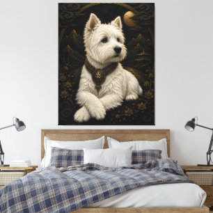 Lienzo Majestuoso West Highland Terrier Fantasía de Oro N