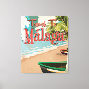 Lienzo Málaga, España Poster de vacaciones de época
