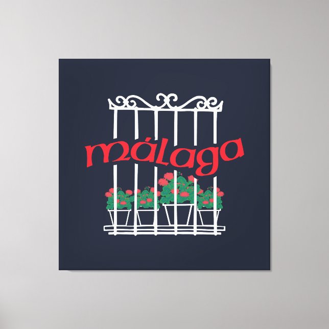 Lienzo Malaga, window with flowers (Anverso)