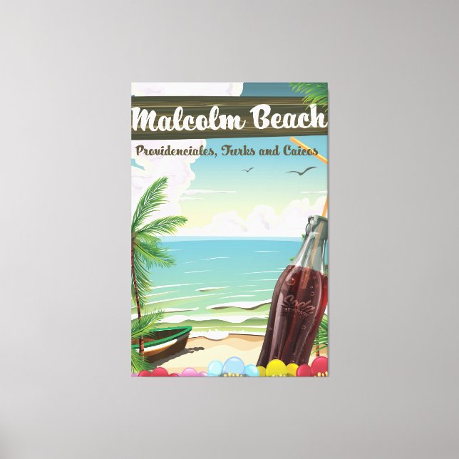 Lienzo Malcolm Beach, Providenciales, Turcas y Caicos (Anverso)