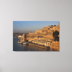 Lienzo Malta, La Valeta, vista del puerto desde Lower Bar