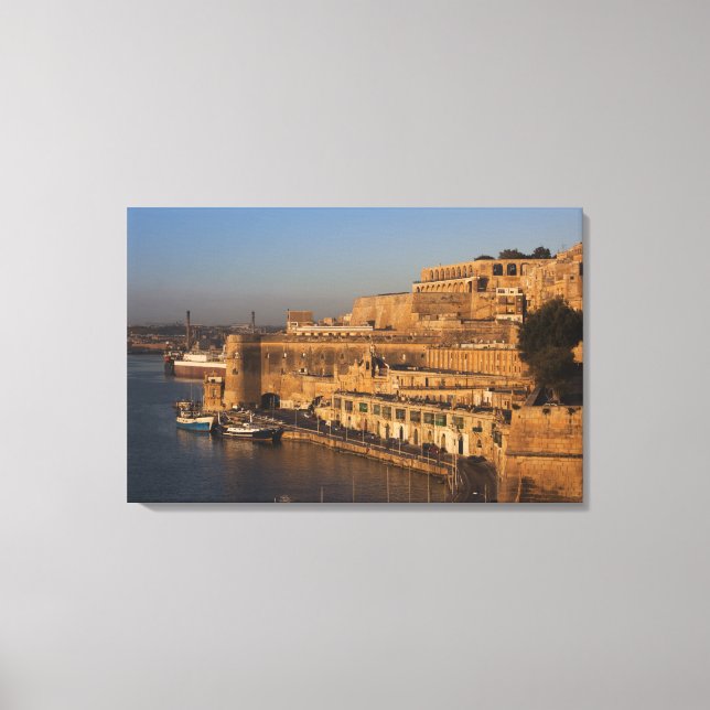 Lienzo Malta, Valletta, vista del puerto desde Lower Barr (Anverso)