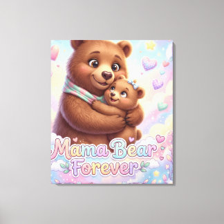 Lienzo Mama Bear Forever Pastel Rainbow Nursery Wall Art 