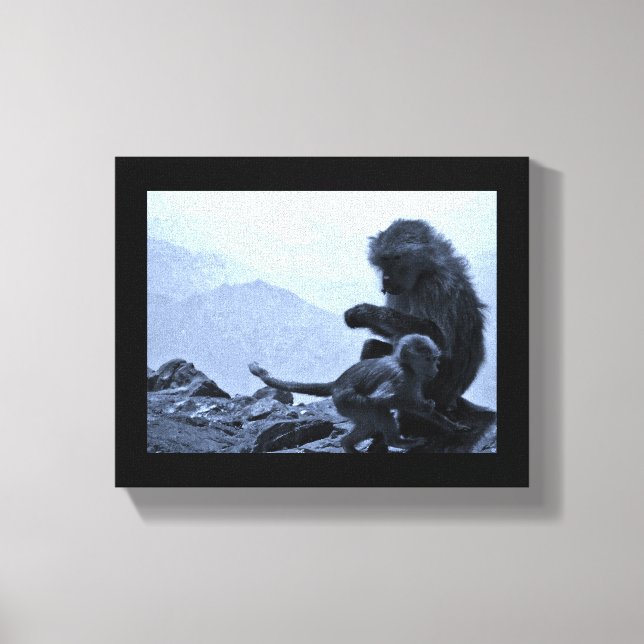 Lienzo Mamá mono y bebé (Anverso)