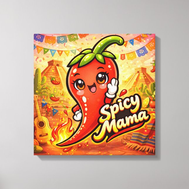 Lienzo Mamá Picante - Cosas Calientes - Adictos a la Comi (Anverso)