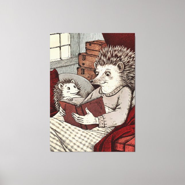 Lienzo Maman hérison lisant un livre (Anverso)