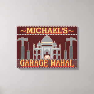 Lienzo Man Cave Funny Garage Mahal Tools   Nombre persona