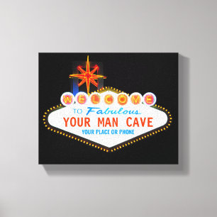 Lienzo Man Cave Your Garage Famoso Rótulo Nombre personal