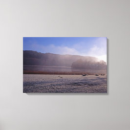 Lienzo Mañana de invierno fría Esthwaite Water England