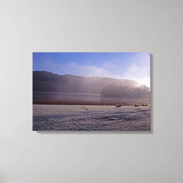 Lienzo Mañana de invierno fría Esthwaite Water England (Anverso)