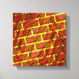 Lienzo ¿Mancha roja, raspada, grilla dorada o efecto ladr