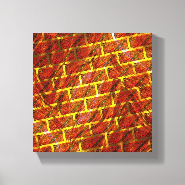 Lienzo ¿Mancha roja, raspada, grilla dorada o efecto ladr (Anverso)