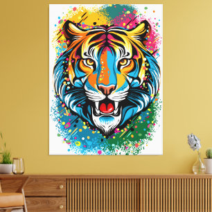 Lienzo Manchas de pintura de colores Arcoiris Cabeza de T