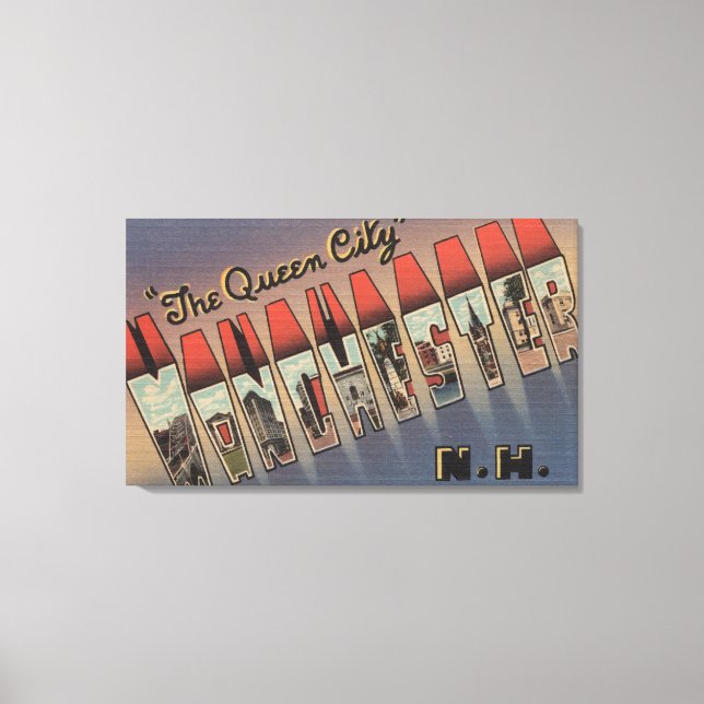 Lienzo Manchester, New Hampshire - Escenas de letras gran (Anverso)