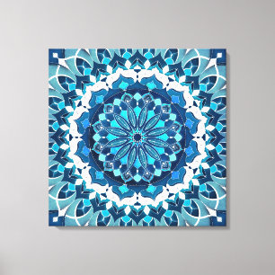 Lienzo Mandala azul turquesa