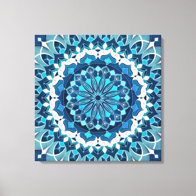 Lienzo Mandala azul turquesa (Anverso)
