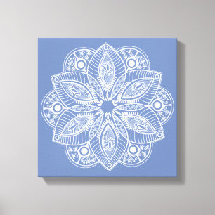 Lienzo Mandala blanca exótica con fondo azul