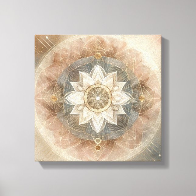 Lienzo Mandalá Celestial Boho en Armonía Suave (Anverso)