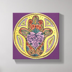 Lienzo mandala de 8x8 Hamsa - el premio estiró la