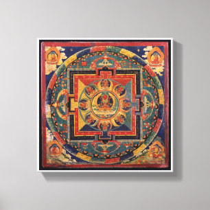 Lienzo Mandala de Amitayus, escuela tibetana del siglo