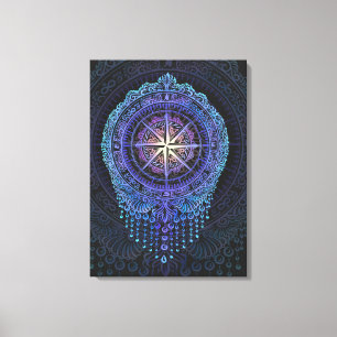 Lienzo Mandala de brújula celeste
